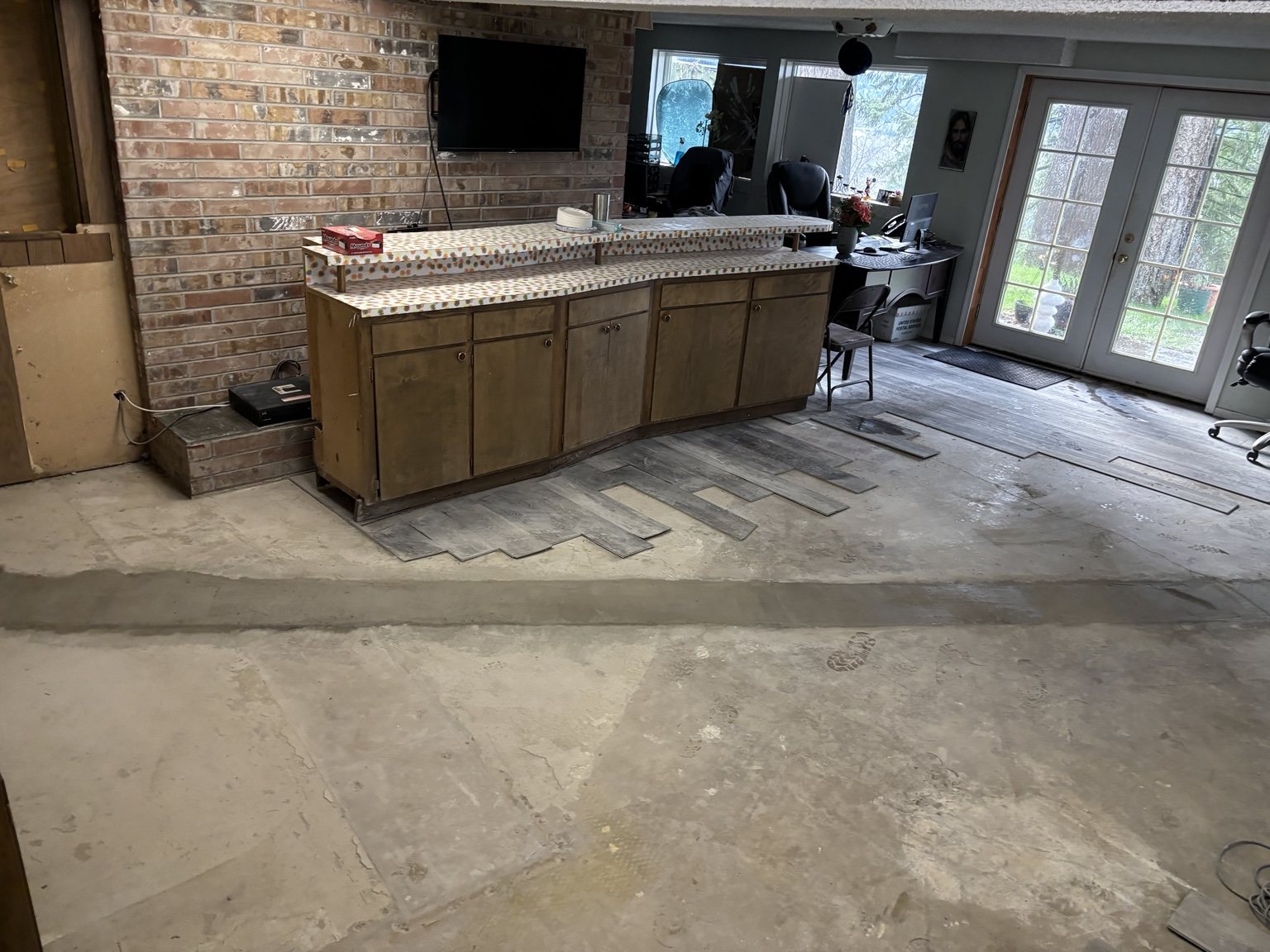 Concrete restoration following underground drain replacement